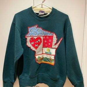 Green Wisconsin Patchwork Sweatshirt